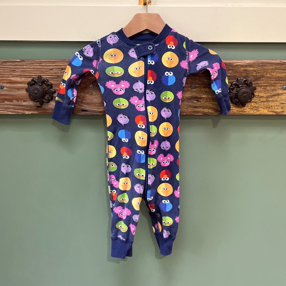 Hanna Andersson Sesame Street Organic Cotton Sleeper Navy Blue 6-12 Months 70cm